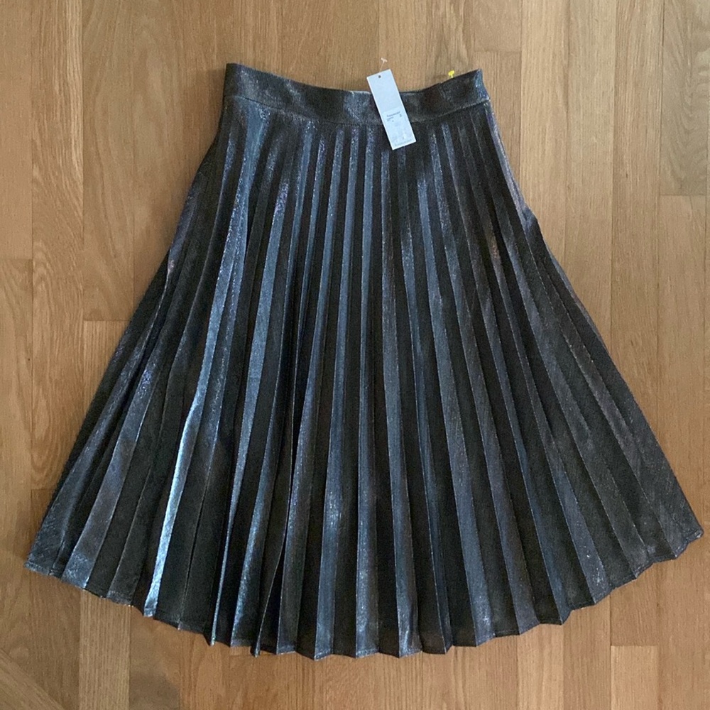 Blue Rain / Francesca,s NWT Silvery Gray Metallic Skirt